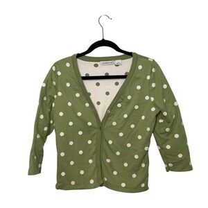Liz Claiborne Green and White Polka Dot Top 100% Cotton